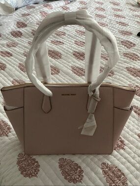 Michael Kors Blush Pink Structured Tote with Gold Hardware